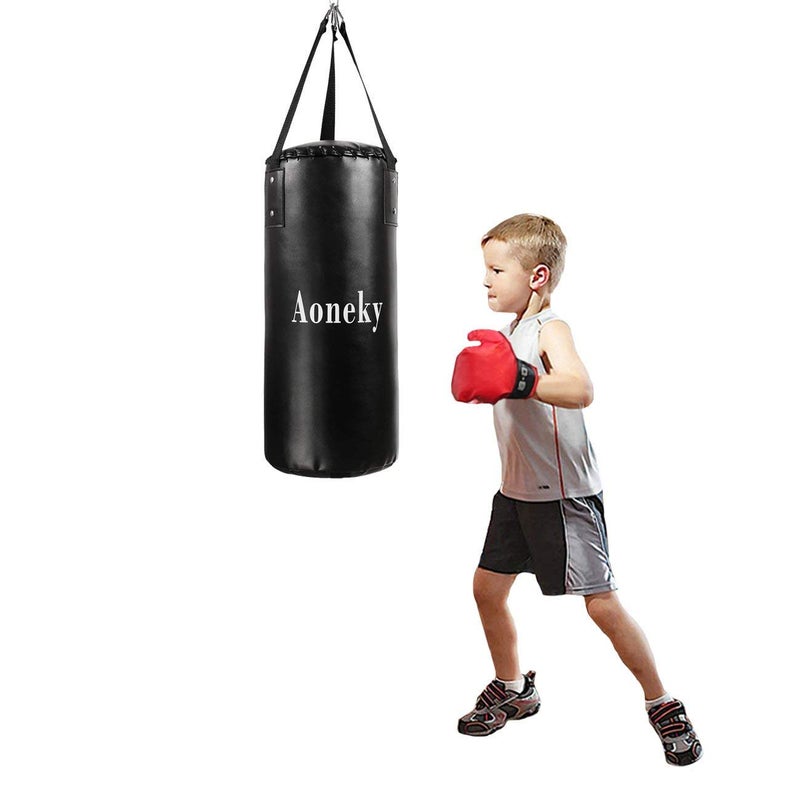 Aoneky Leather Kids Punching Bag â€“ Filled Boxing Bag for Kids Karate, 10 Pound Kicking Bag for Children Aged 3 to 10 Years Old, Hanging Punch Bag, Small Kickboxing Bag (Black) - Image 5